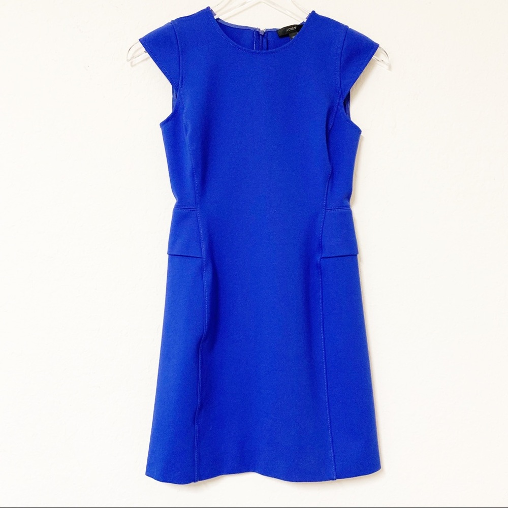 J. Crew Petite Blue Interview Sheath Dress 00P fitted work dress
